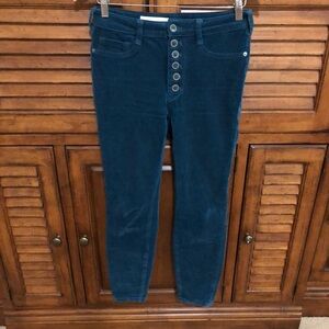 Anthropologie Pilcro Blue-Green Ankle Cropped Corduroy Jeans - Size 27 ⏺️